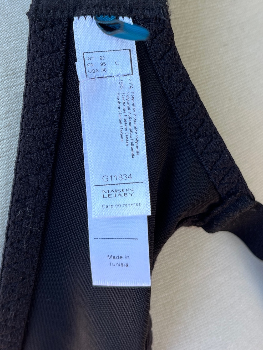 Maison LeJaby 36C Black Lace Underwire Bra with Sheer Mesh Accents - Picture 11 of 14